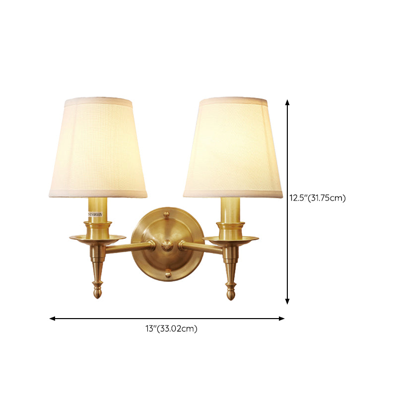 Cone Wall Lighting Modern Fabric Wall Light Fixtures in Gold