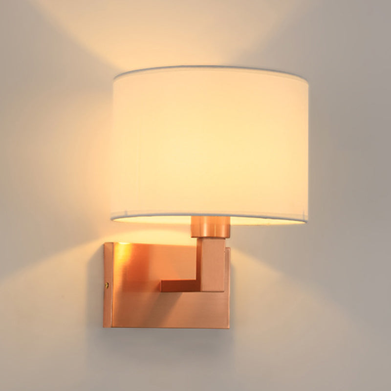 Iron and Fabric Wall Light Post Modern Wall Sconce in Rose Gold Finish