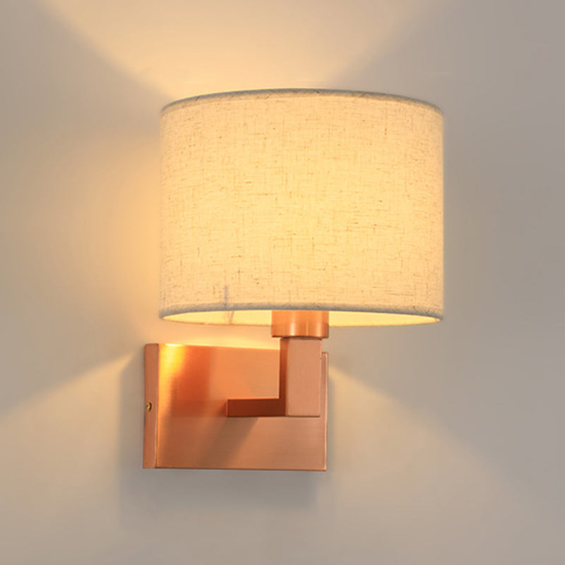 Iron and Fabric Wall Light Post Modern Wall Sconce in Rose Gold Finish