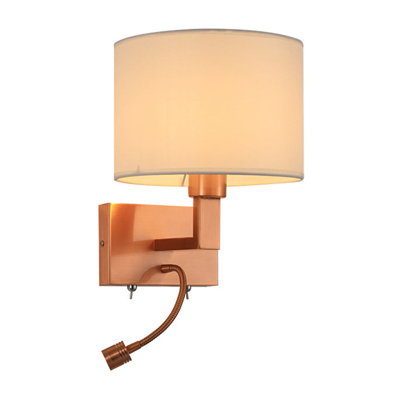 Iron and Fabric Wall Light Post Modern Wall Sconce in Rose Gold Finish
