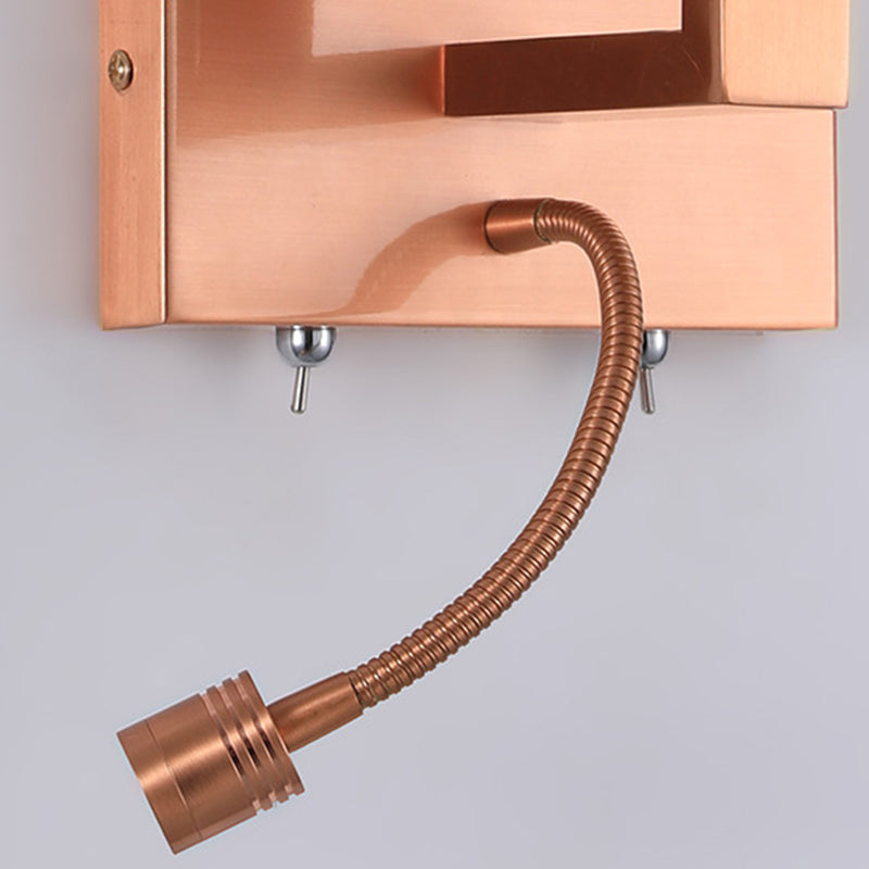 Iron and Fabric Wall Light Post Modern Wall Sconce in Rose Gold Finish