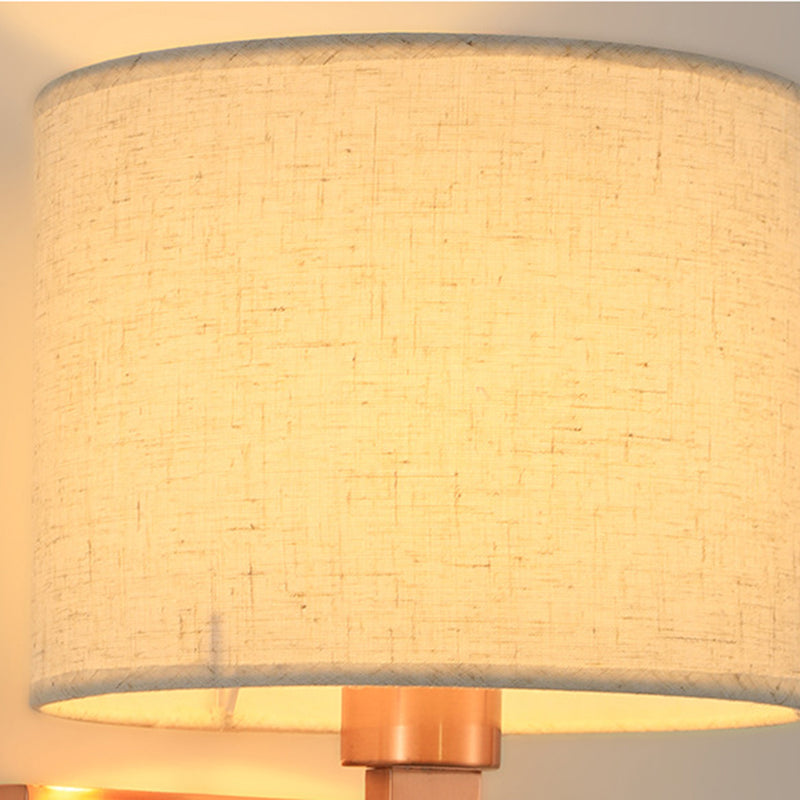 Iron and Fabric Wall Light Post Modern Wall Sconce in Rose Gold Finish