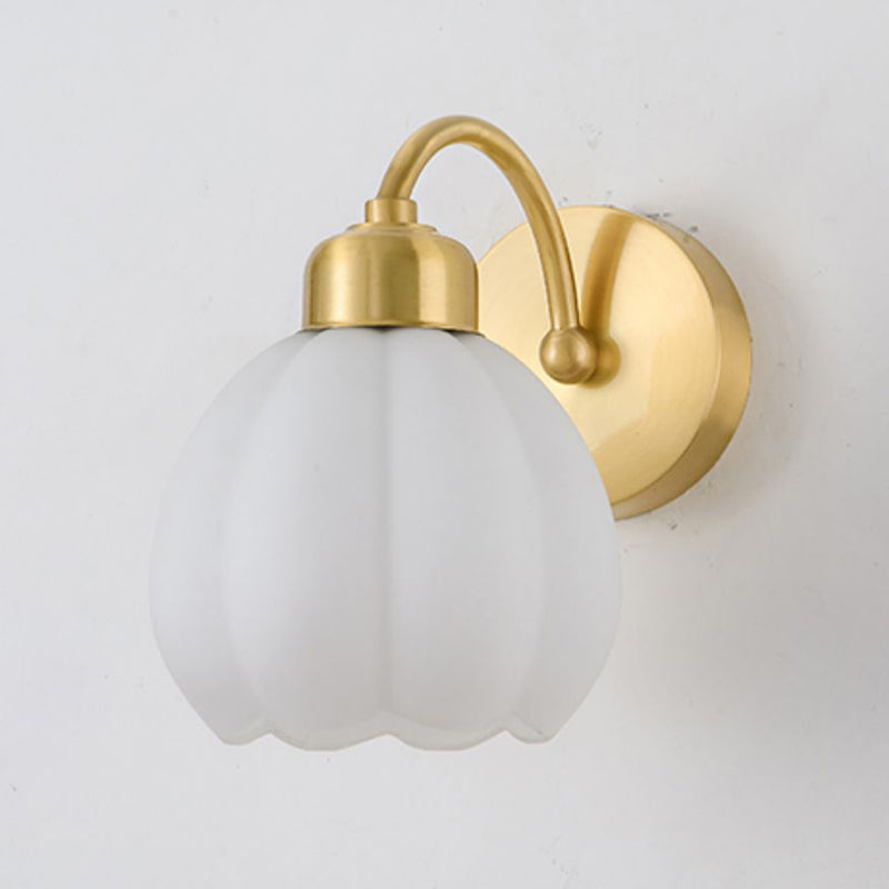Dome Shape Glass Vanity Light Modern Style 1 Light Vanity Light Fixture in Gold