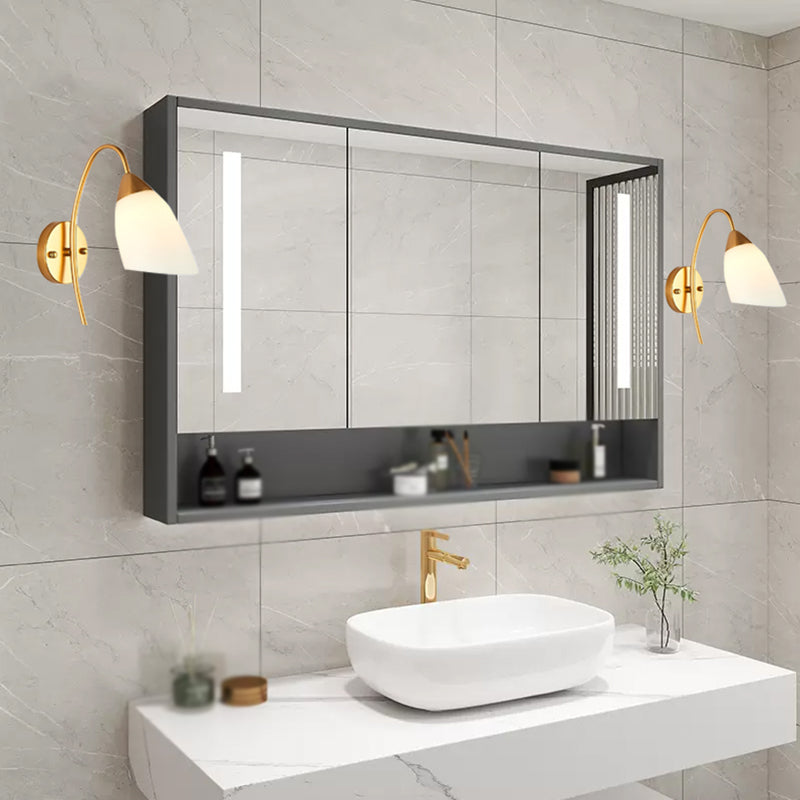 Metal Modern Wall Sconce Geometric Shape Vanity Light with Glass Shade for Bathroom