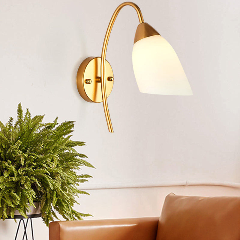 Metal Modern Wall Sconce Geometric Shape Vanity Light with Glass Shade for Bathroom