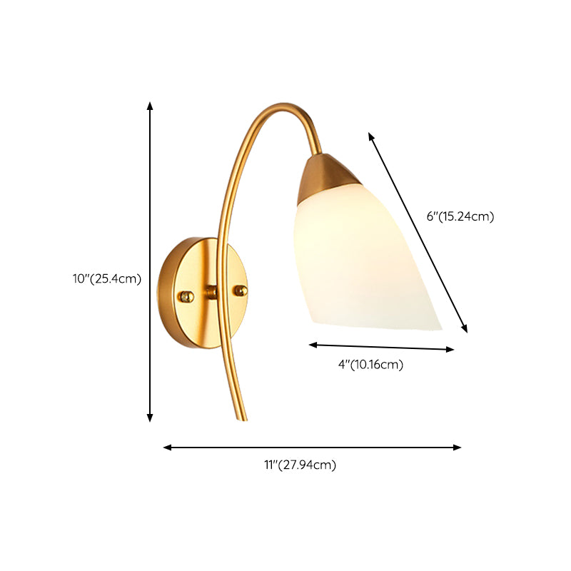 Metal Modern Wall Sconce Geometric Shape Vanity Light with Glass Shade for Bathroom