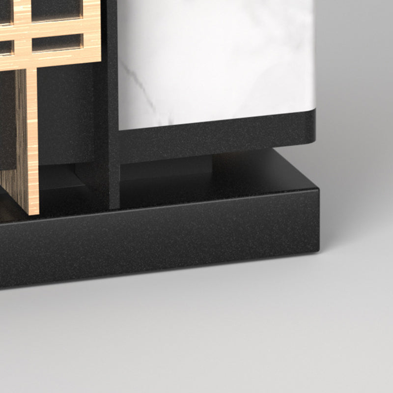 Rectangle Shape Metal Waterproof Pillar Lamp Modern 1 Light Outdoor Light in Black