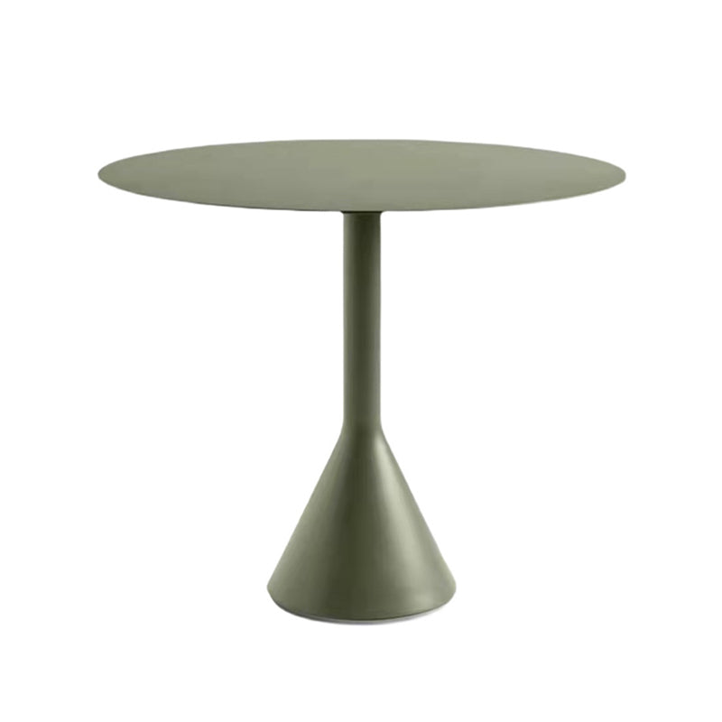 Industrial Green Dining Table Metal Outdoor Table with Pedestal Base