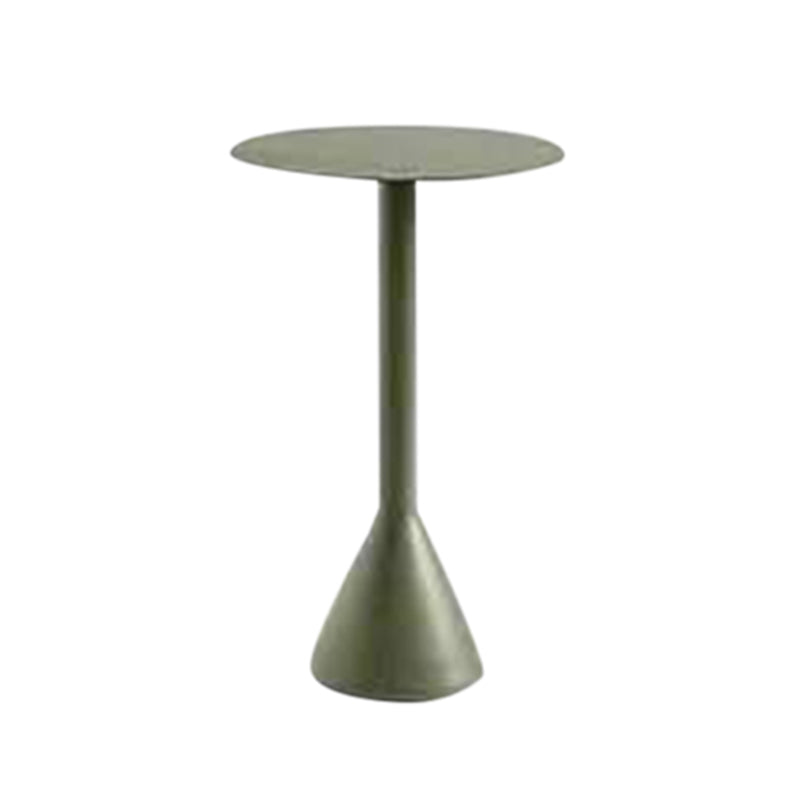 Industrial Green Dining Table Metal Outdoor Table with Pedestal Base