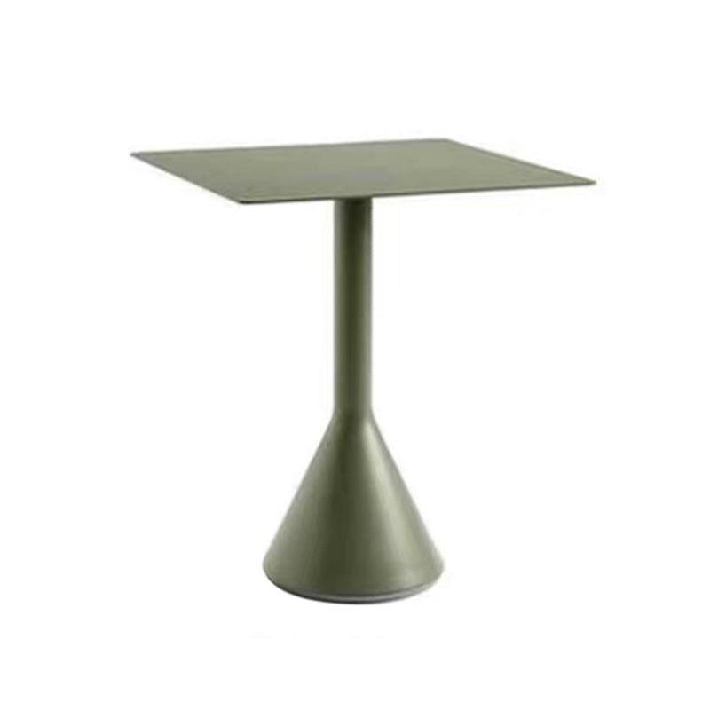 Industrial Green Dining Table Metal Outdoor Table with Pedestal Base