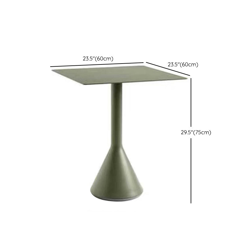 Industrial Green Dining Table Metal Outdoor Table with Pedestal Base