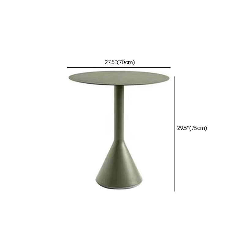 Industrial Green Dining Table Metal Outdoor Table with Pedestal Base