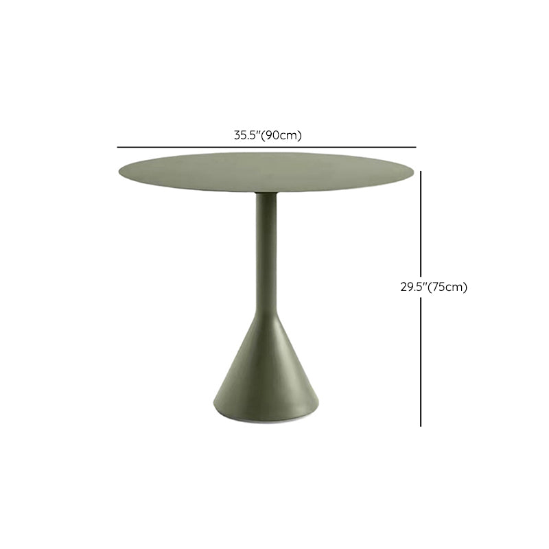 Industrial Green Dining Table Metal Outdoor Table with Pedestal Base