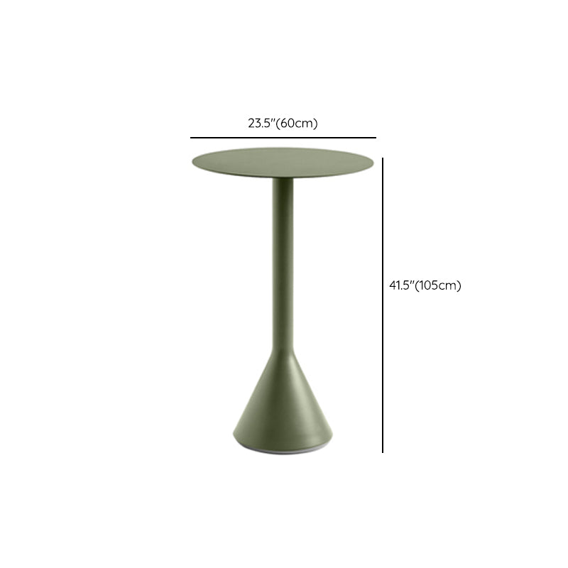 Industrial Green Dining Table Metal Outdoor Table with Pedestal Base