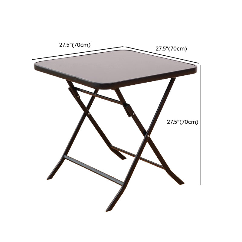 Industrial Style Metal Outdoor Table Glass-top Table with 4 Legs