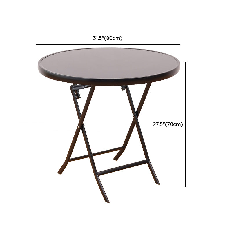 Industrial Style Metal Outdoor Table Glass-top Table with 4 Legs