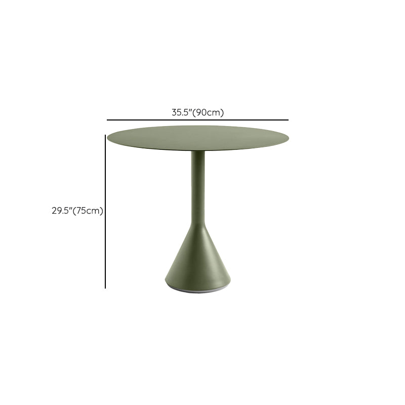 Metal Green Dining Table Industrial Outdoor Table with Pedestal Base