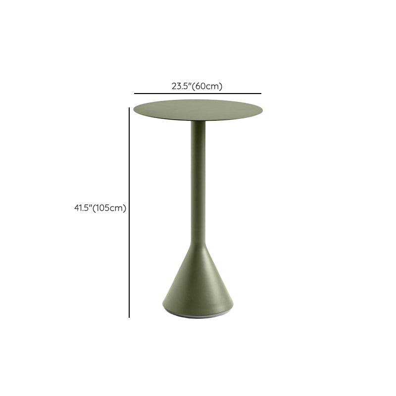 Metal Green Dining Table Industrial Outdoor Table with Pedestal Base