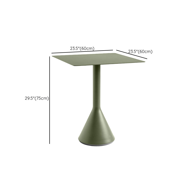 Metal Green Dining Table Industrial Outdoor Table with Pedestal Base