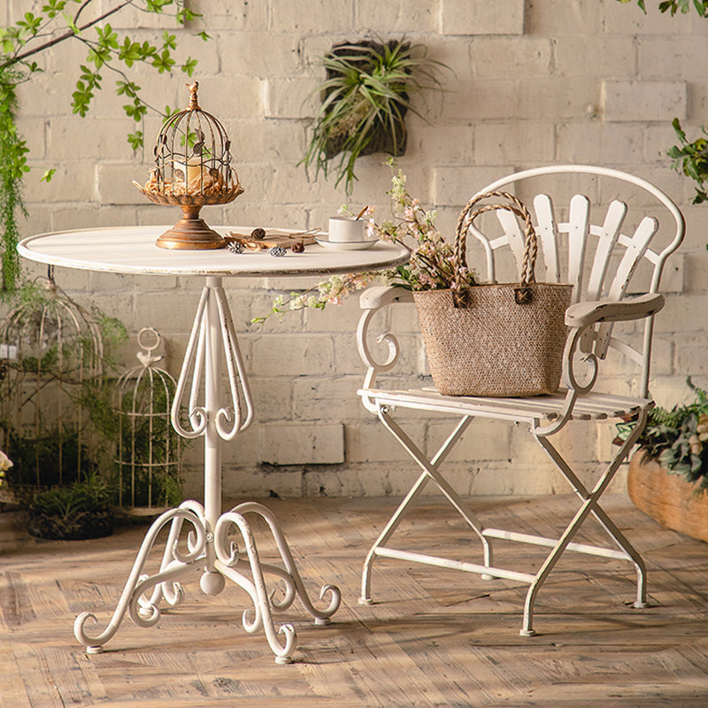 White Modern Bistro Table Set 1/2 Pcs Metal Bistro Set for Small Places