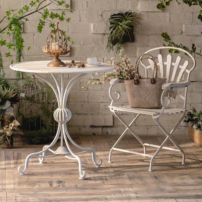 White Modern Bistro Table Set 1/2 Pcs Metal Bistro Set for Small Places