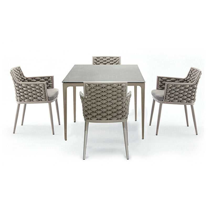 Stone Bistro Table Set Boho 1/3/5/7 Pieces Patio Dining Table Set