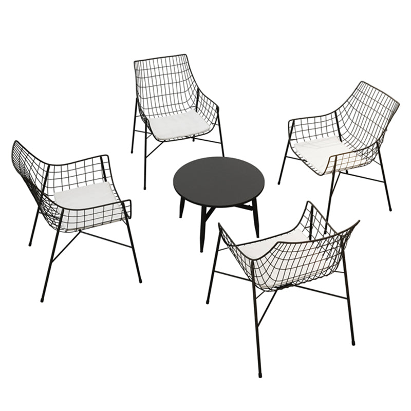 Boho Iron Circular Dining Table 1/3/4/5 Pcs Patio Dining Set
