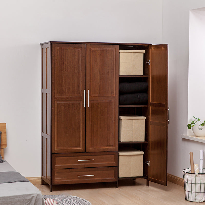 Modern Style Wardrobe Cabinet Wood Clothes Rail Wardrobe Armoire for Bedroom