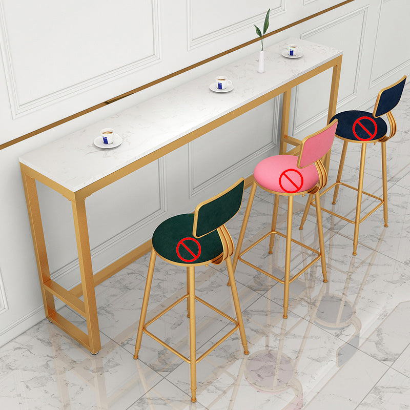 Indoor Glam Bar Dining Table White Marble Rectangle Counter Table