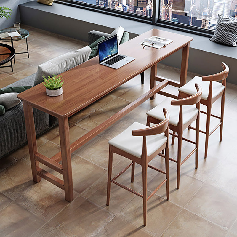 Modern Indoor Bar Dining Table Rectangle Trestle Wood Bar Table