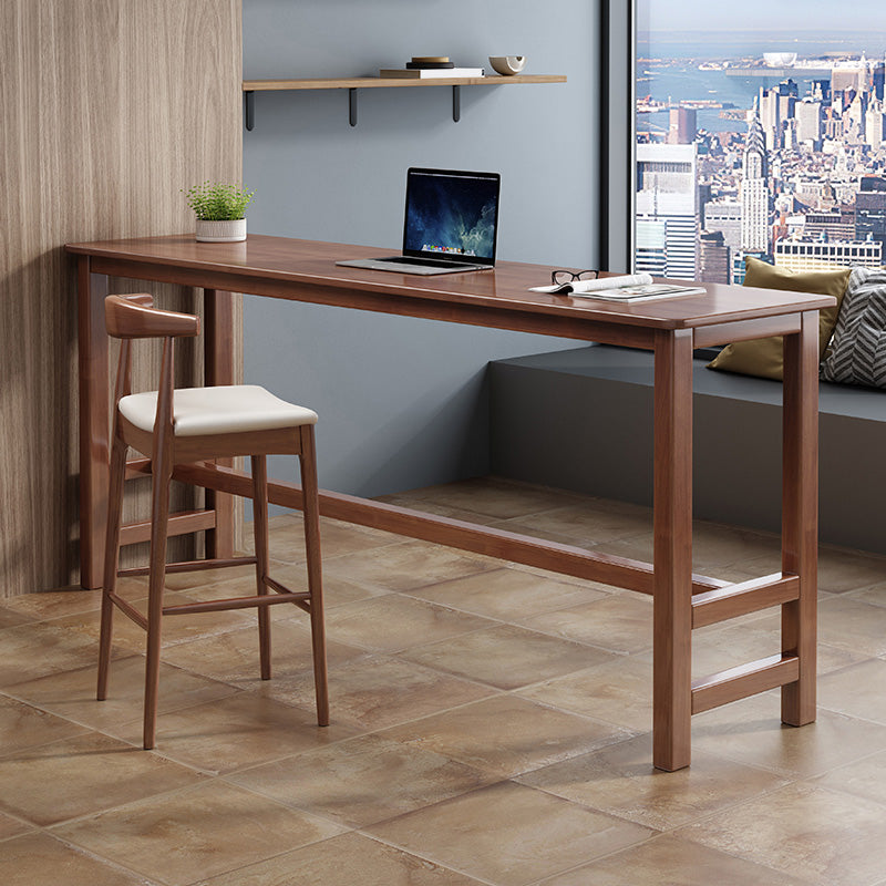 Modern Indoor Bar Dining Table Rectangle Trestle Wood Bar Table