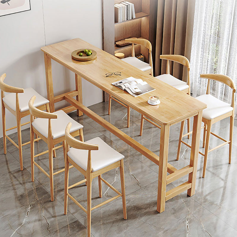 Contemporary Indoor Bar Dining Table Rectangle Trestle Wood Bar Table