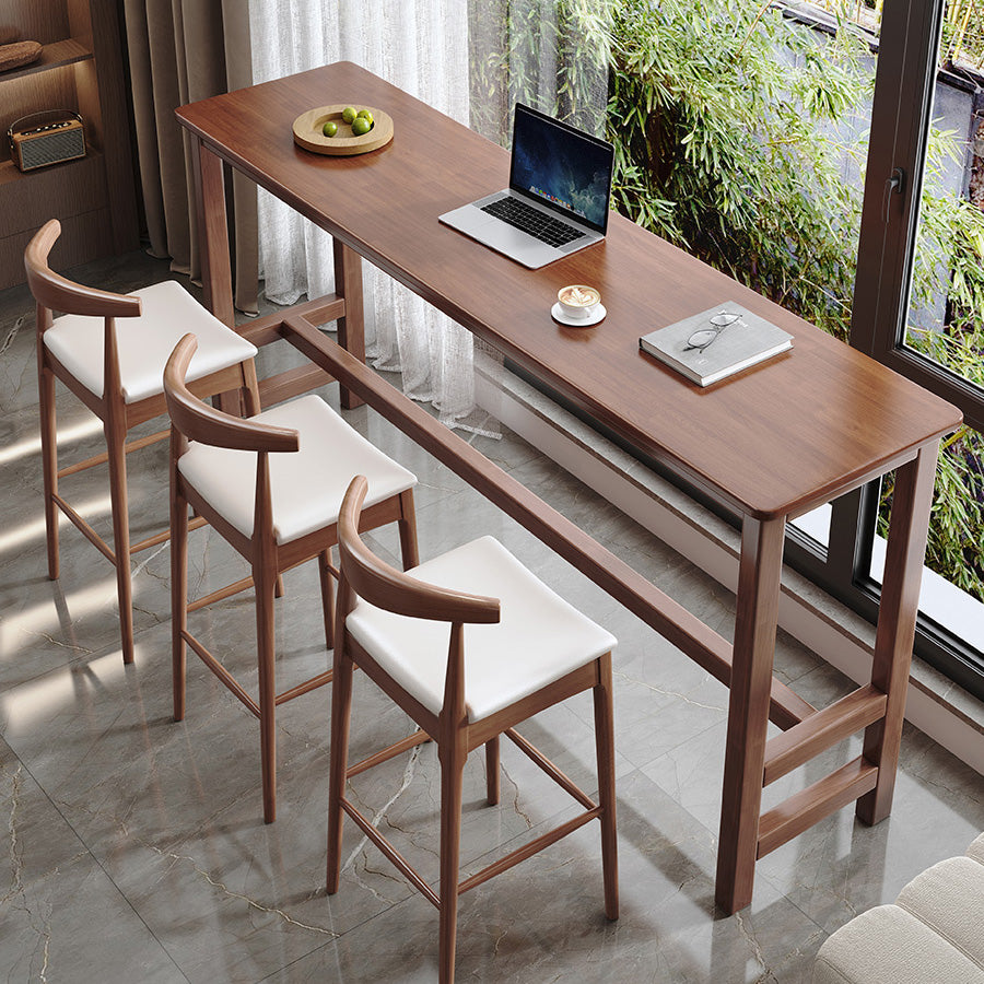 Indoor Contemporary Bar Dining Table Rectangle Trestle Wood Bar Table