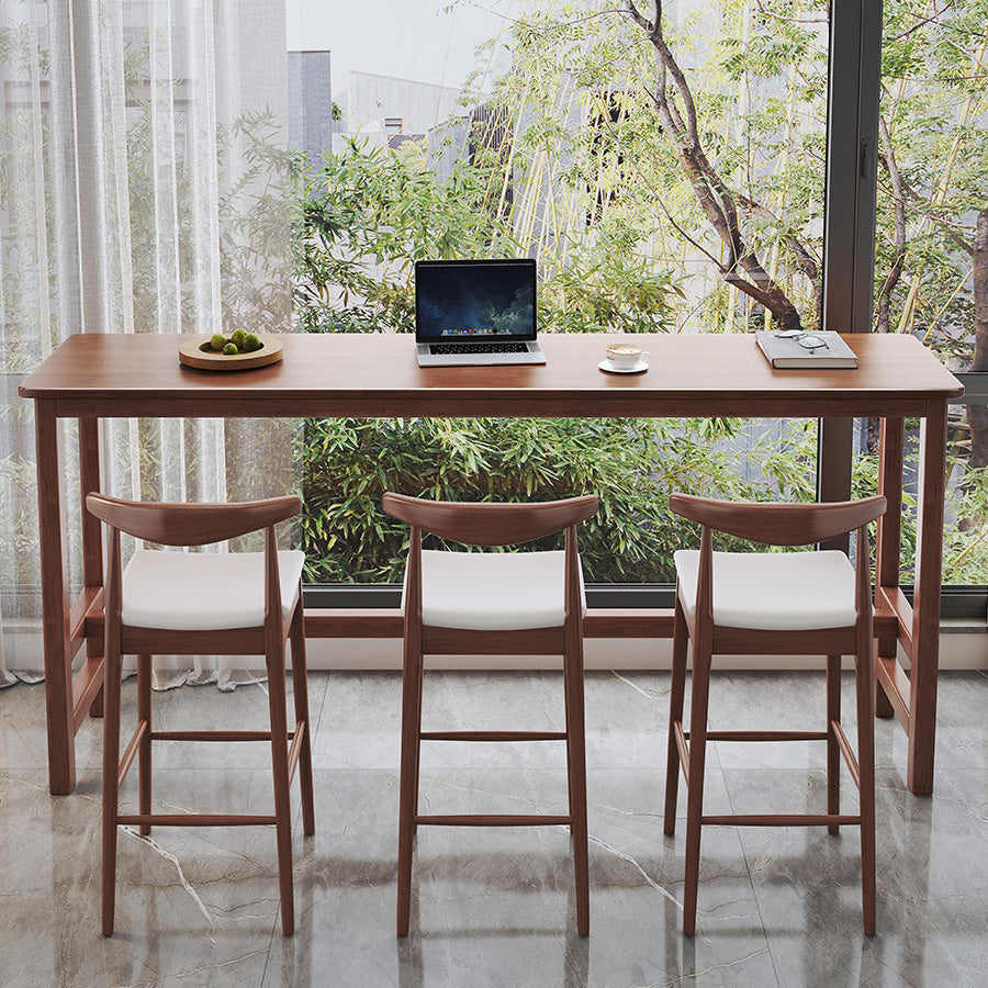 Indoor Contemporary Bar Dining Table Rectangle Trestle Wood Bar Table