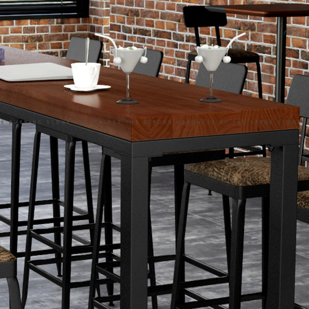 Industrial Bar Table Set 1/6/11 Pieces Solid Wood Counter Table with Upholstered Stools