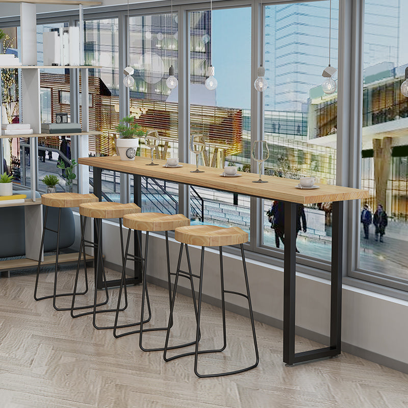 Contemporary Rectangle Bar Table Set 1/5 Pcs Solid Wood Bar Table and Stools