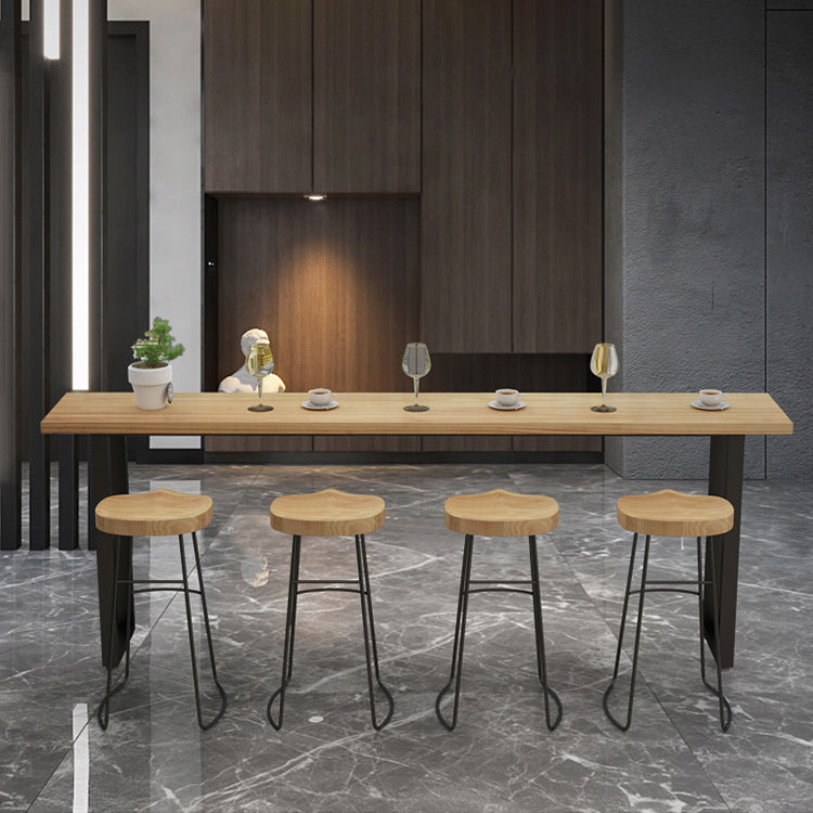 Contemporary Rectangle Bar Table Set 1/5 Pcs Solid Wood Bar Table and Stools