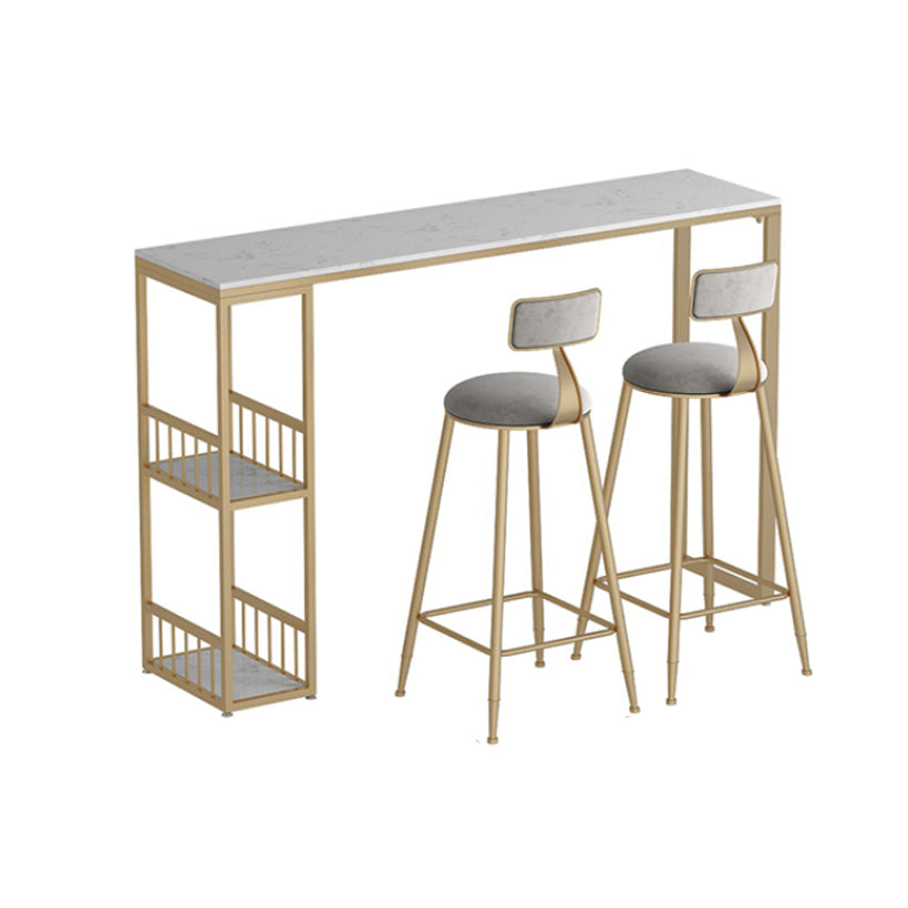 Modern Double Pedestal Bar Table Set 1/3 Pcs Iron Frame Bar Table and Stools