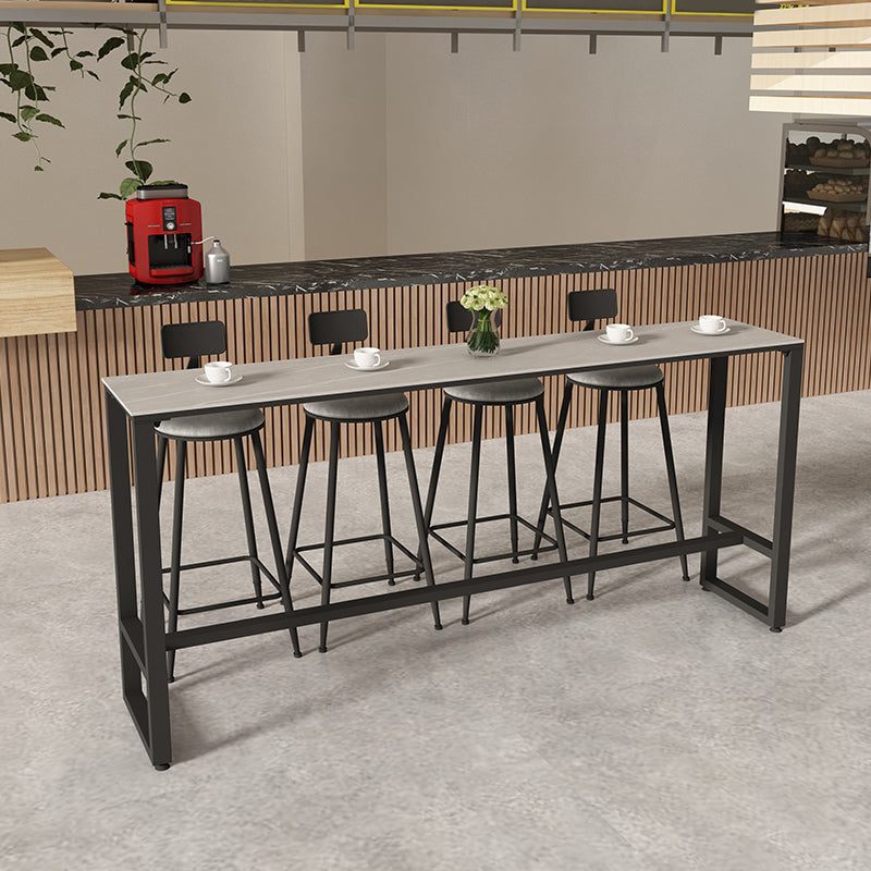 Rectangle Bar Pub Table Set 1/5 Pcs Modern Iron Frame Bar Table and Upholstered Stools