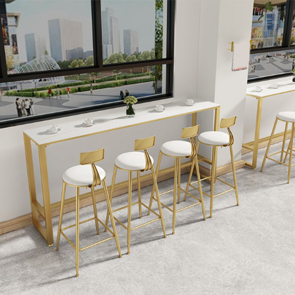 Rectangle Bar Pub Table Set 1/5 Pcs Modern Iron Frame Bar Table and Upholstered Stools