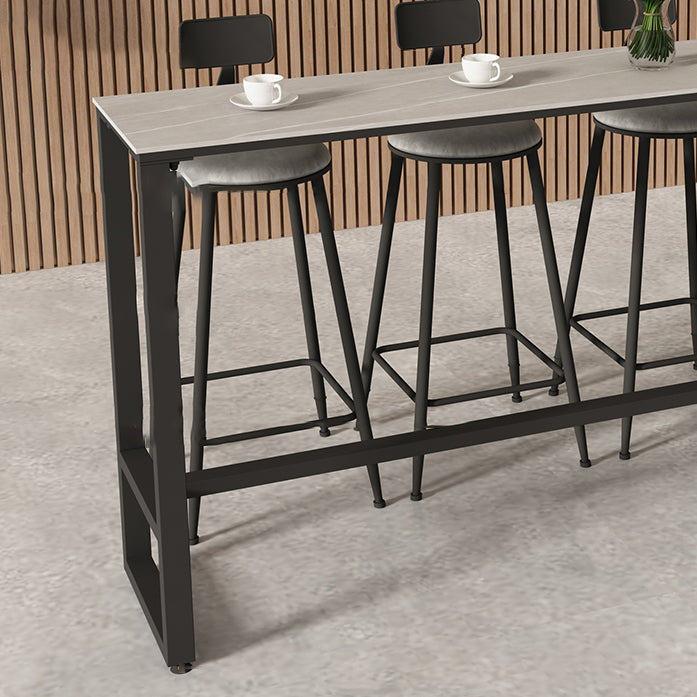 Rectangle Bar Pub Table Set 1/5 Pcs Modern Iron Frame Bar Table and Upholstered Stools