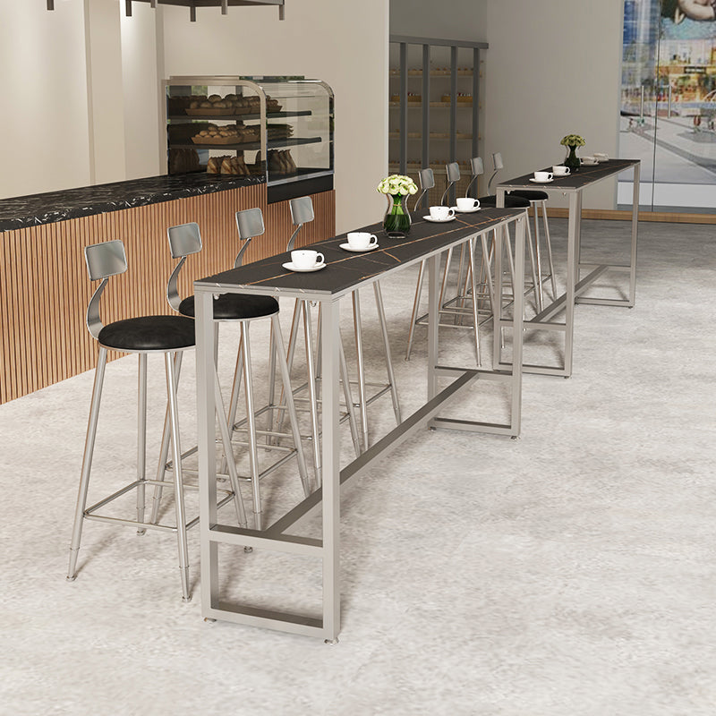 Rectangle Bar Pub Table Set 1/5 Pcs Modern Iron Frame Bar Table and Upholstered Stools