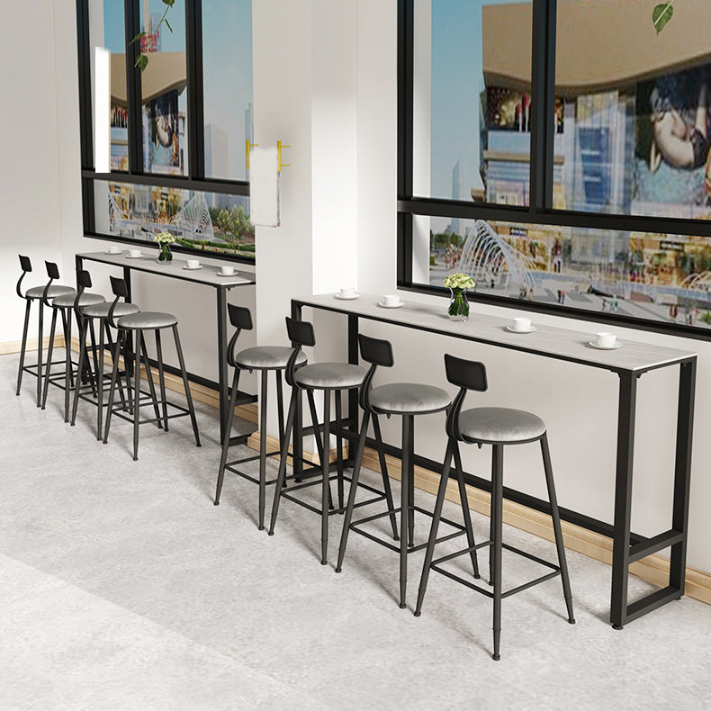 Rectangle Bar Pub Table Set 1/5 Pcs Modern Iron Frame Bar Table and Upholstered Stools