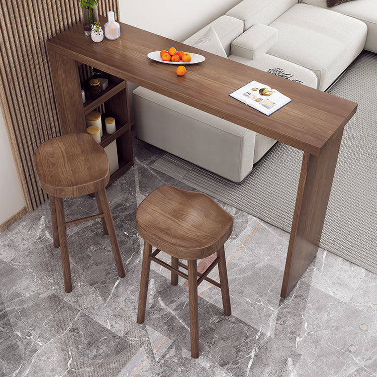 Modern Rectangle Bar Table Set 1/3 Pcs Solid Wood Bar Table and Stools