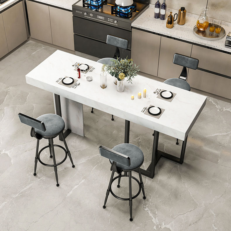 Glam Counter Height Pub Set 1/5 Pcs Faux Marble Bar Table and Adjustable Height Stools