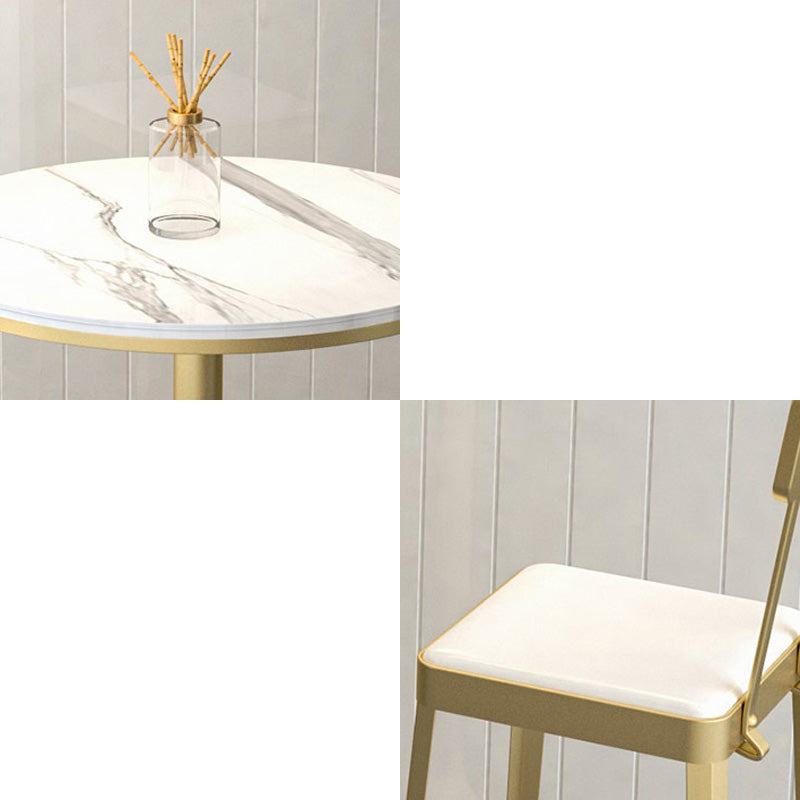 Modern Style Bar Table Set 1/3 Pieces Stone Round Bistro Set for Indoor