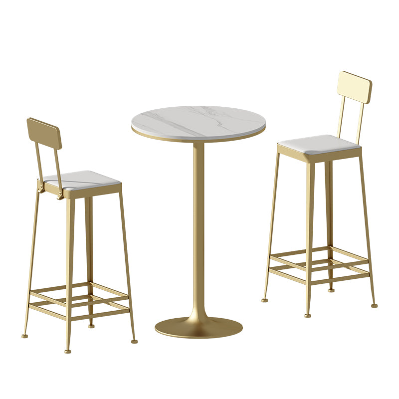 Modern Style Bar Table Set 1/3 Pieces Stone Round Bistro Set for Indoor