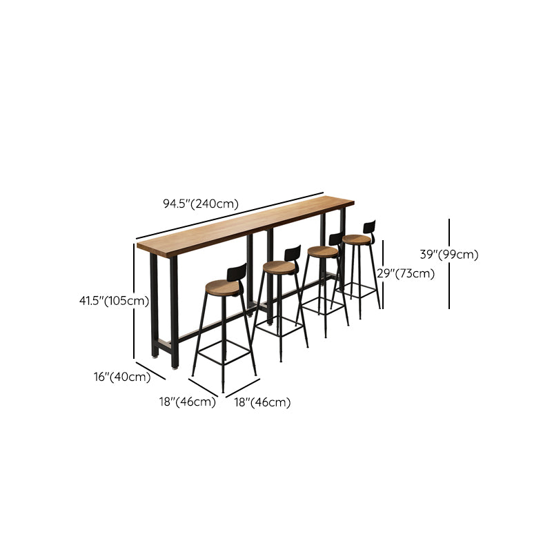 Modern Bar Table Set 1/3/4/5/6 Pieces Solid Wood Rectangle Bistro Set for Indoor