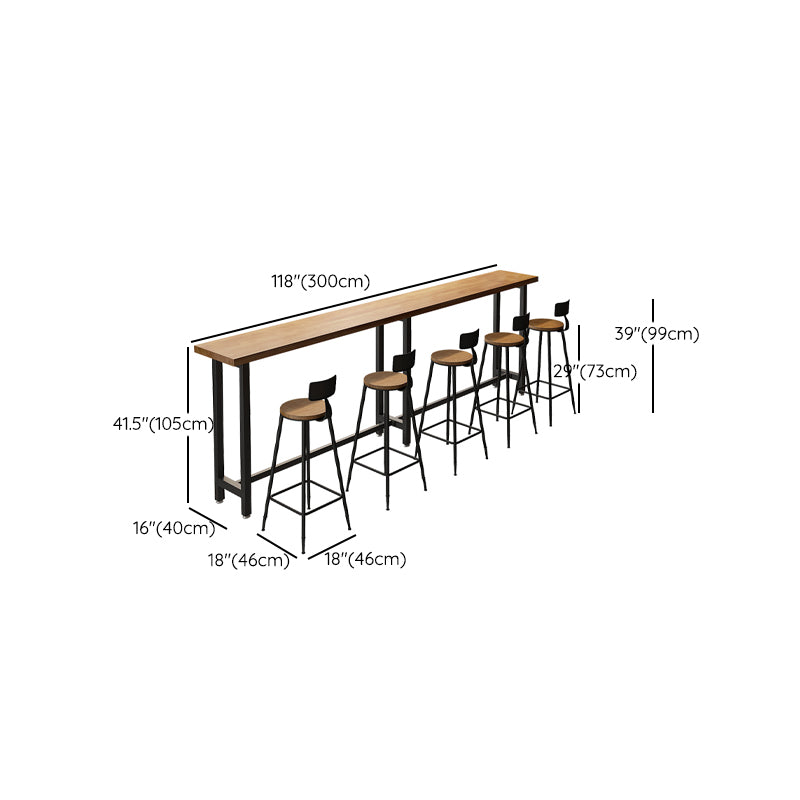 Modern Bar Table Set 1/3/4/5/6 Pieces Solid Wood Rectangle Bistro Set for Indoor