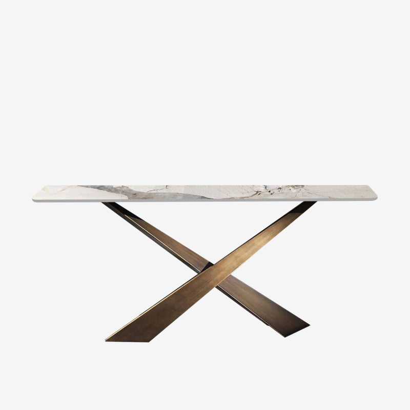 16 inch Wide Modern Accent Table Rectangle Shape Stone Console Table for Hall